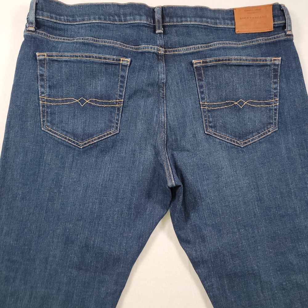 Lucky Brand 121 Heritage Slim Jeans Mens 40x30 Blue Dark Wash Stretch Denim - Picture 14 of 16